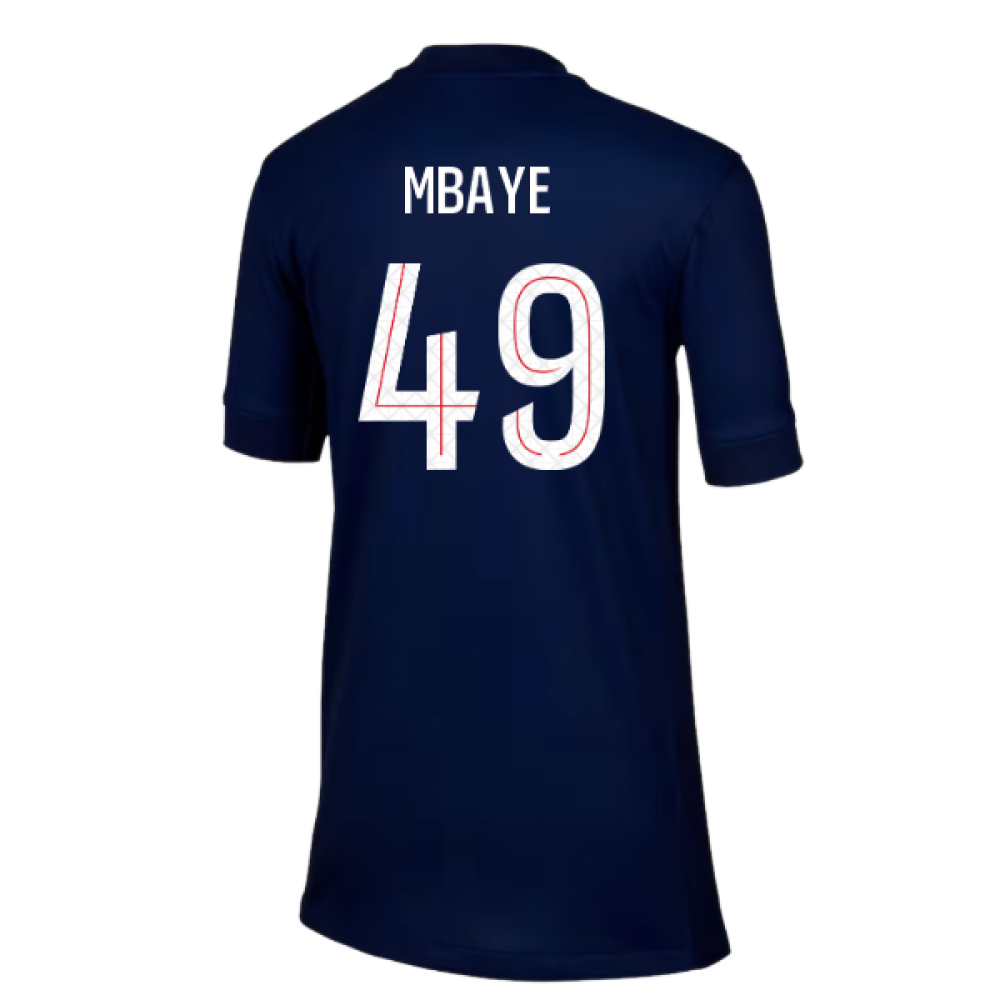 2025-2026 PSG Paris Saint Germain Home Shirt (Kids) (Mbaye 49)