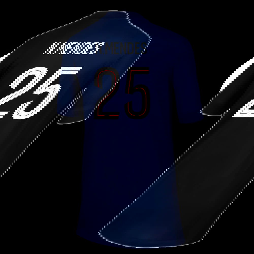 2025-2026 PSG Paris Saint Germain Home Shirt (Kids) (N.Mendes 25)