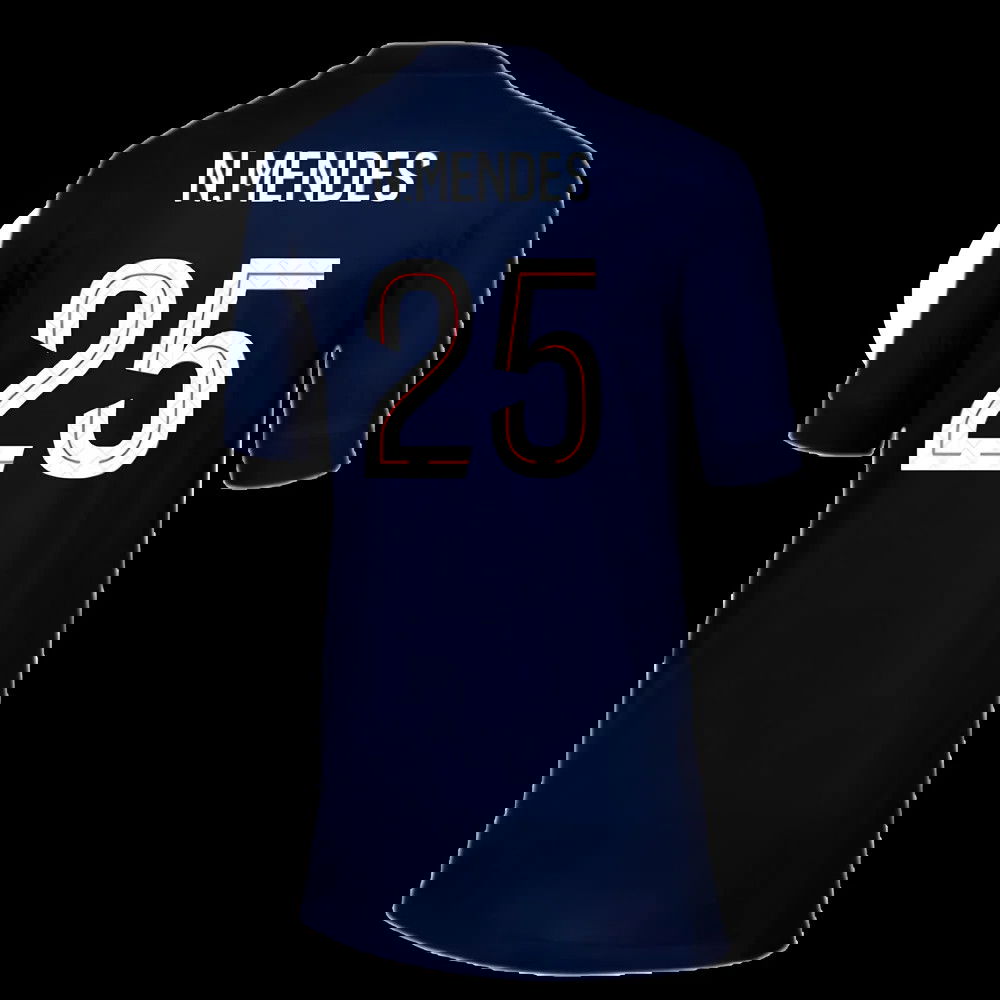 2025-2026 PSG Paris Saint Germain Home Shirt (Kids) (N.Mendes 25)