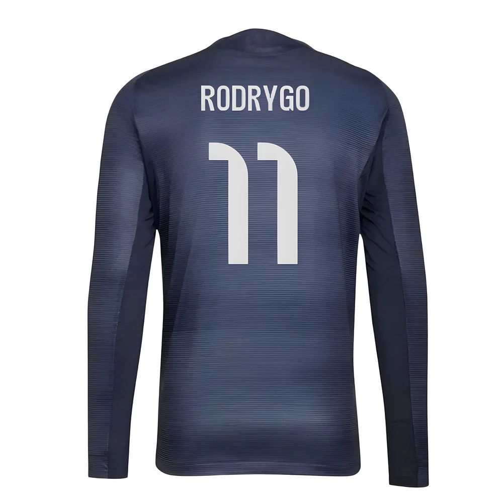 2025-2026 Real Madrid Authentic Long Sleeve Away Shirt (Rodrygo 11)
