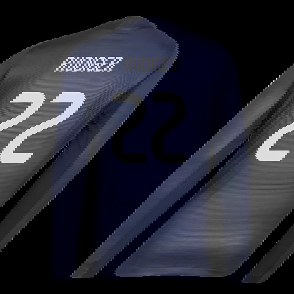 2025-2026 Real Madrid Long Sleeve Away Shirt (Rudiger 22)