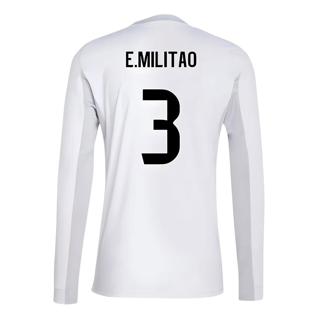 2025-2026 Real Madrid Long Sleeve Home Shirt (E.Militao 3)