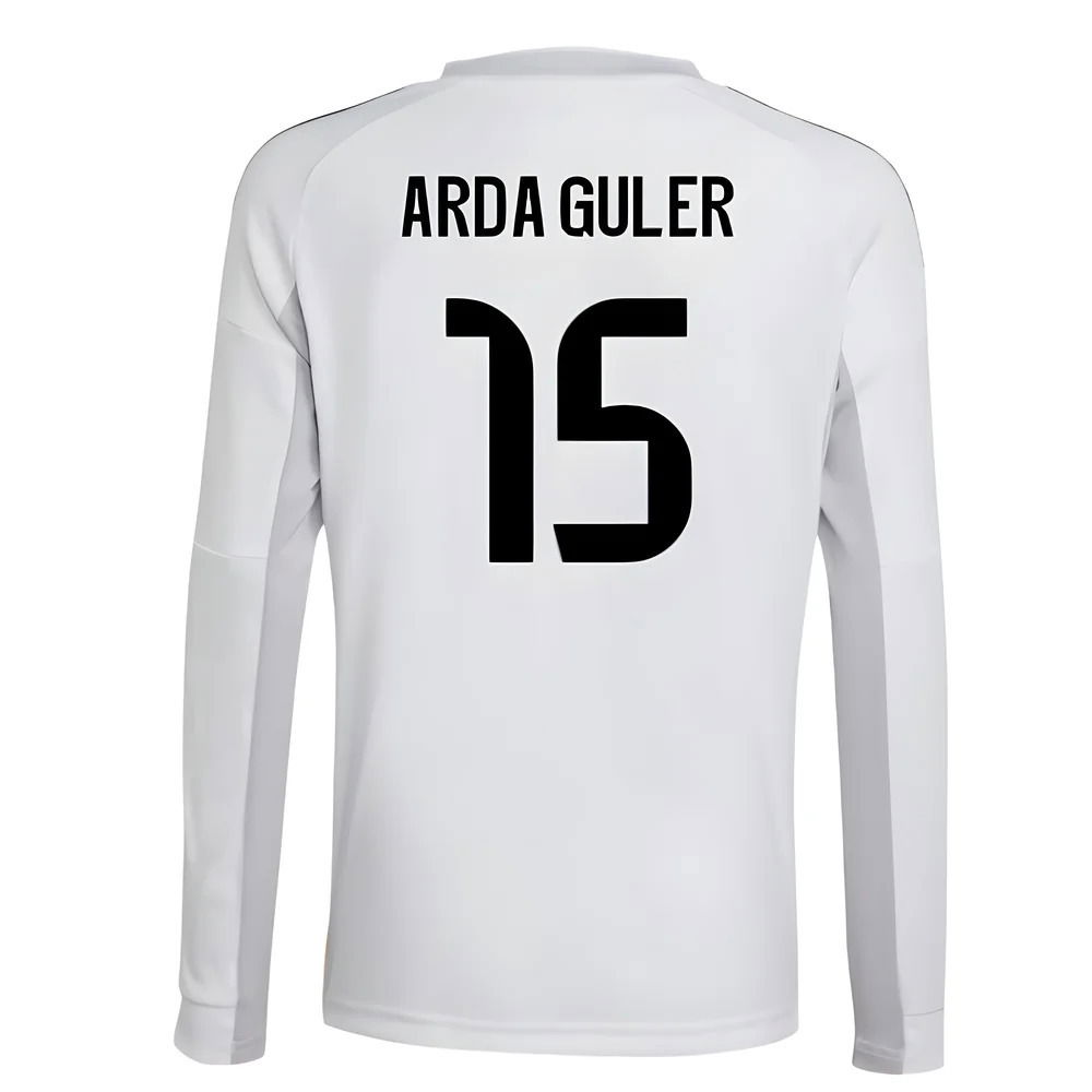 2025-2026 Real Madrid Long Sleeve Home Shirt (Kids) (Arda Guler 15)