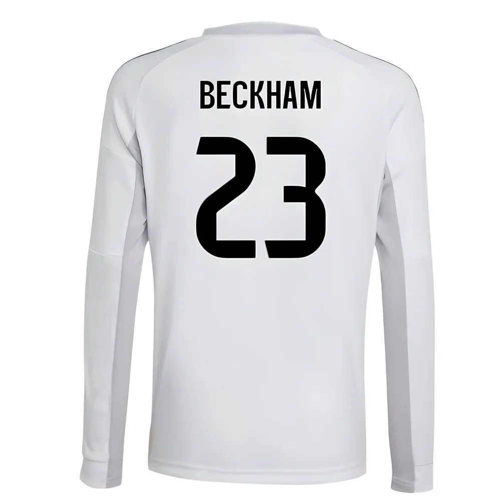 2025-2026 Real Madrid Long Sleeve Home Shirt (Kids) (Beckham 23)