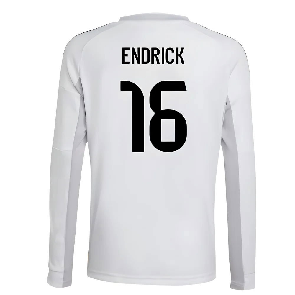 2025-2026 Real Madrid Long Sleeve Home Shirt (Kids) (Endrick 16)