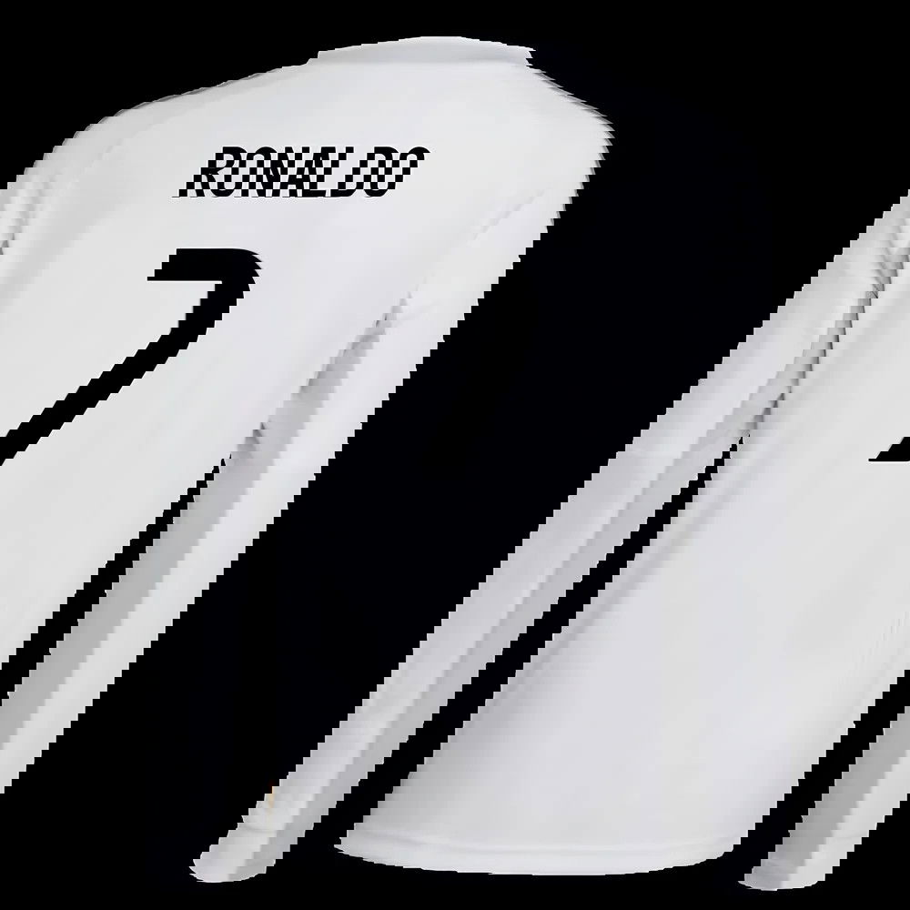 2025-2026 Real Madrid Long Sleeve Home Shirt (Kids) (Ronaldo 7)