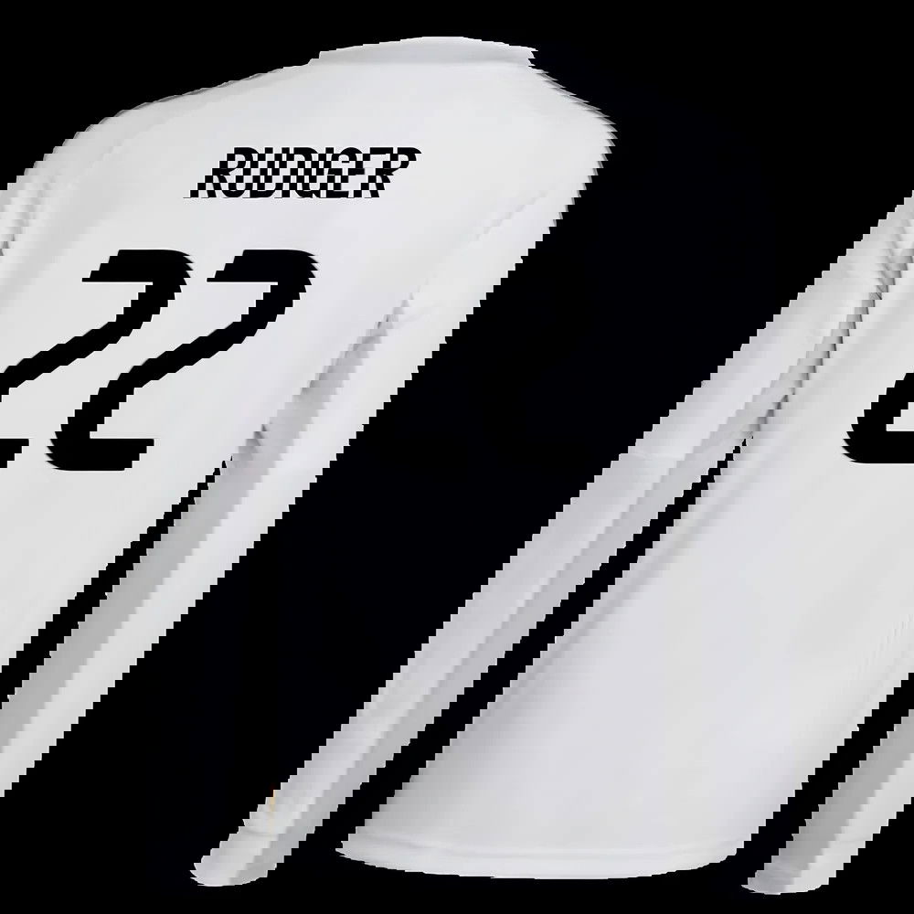 2025-2026 Real Madrid Long Sleeve Home Shirt (Kids) (Rudiger 22)