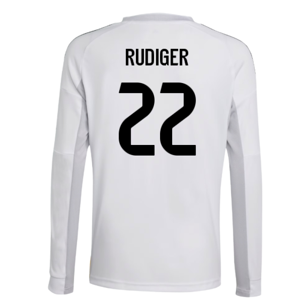 2025-2026 Real Madrid Long Sleeve Home Shirt (Kids) (Rudiger 22)