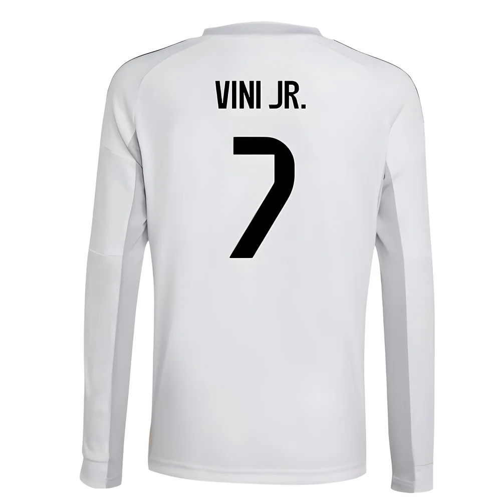 2025-2026 Real Madrid Long Sleeve Home Shirt (Kids) (Vini Jr. 7)