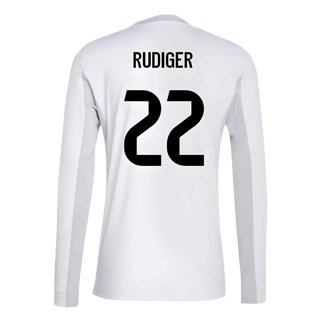 2025-2026 Real Madrid Long Sleeve Home Shirt (Rudiger 22)