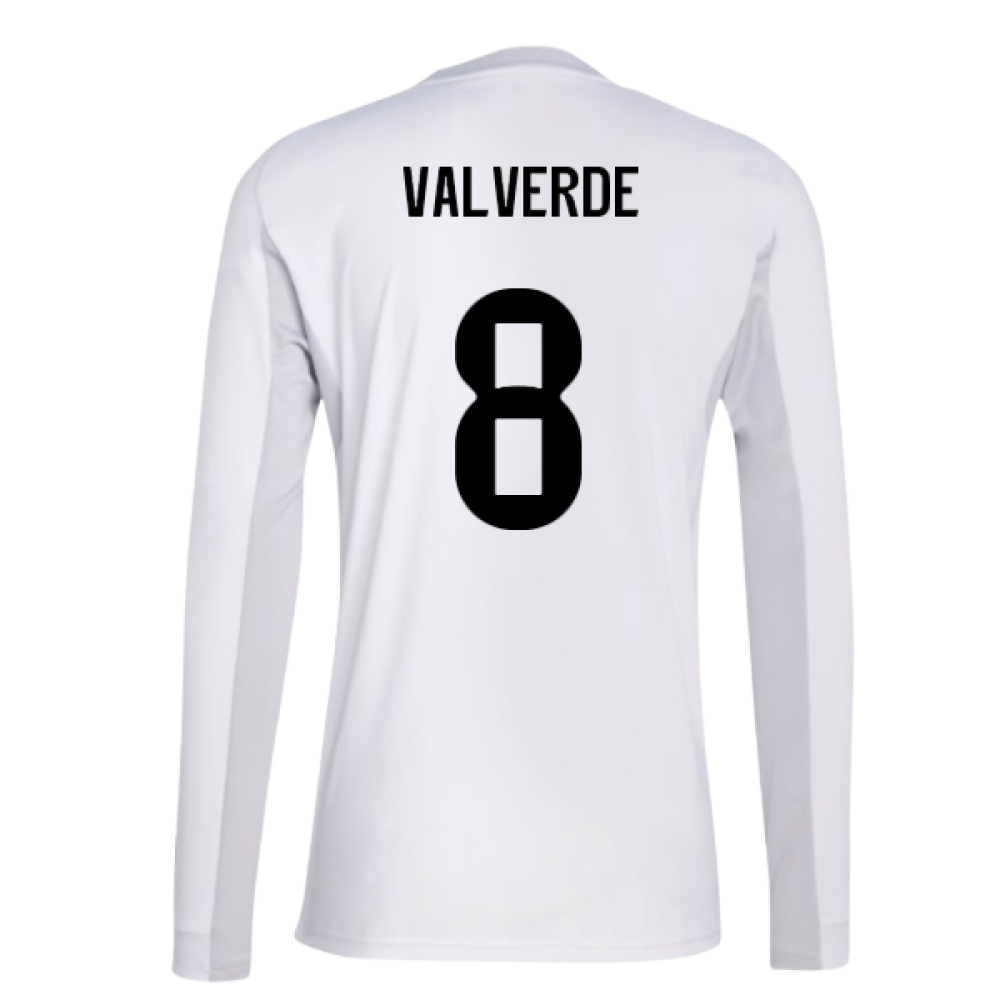 2025-2026 Real Madrid Long Sleeve Home Shirt (Valverde 8)