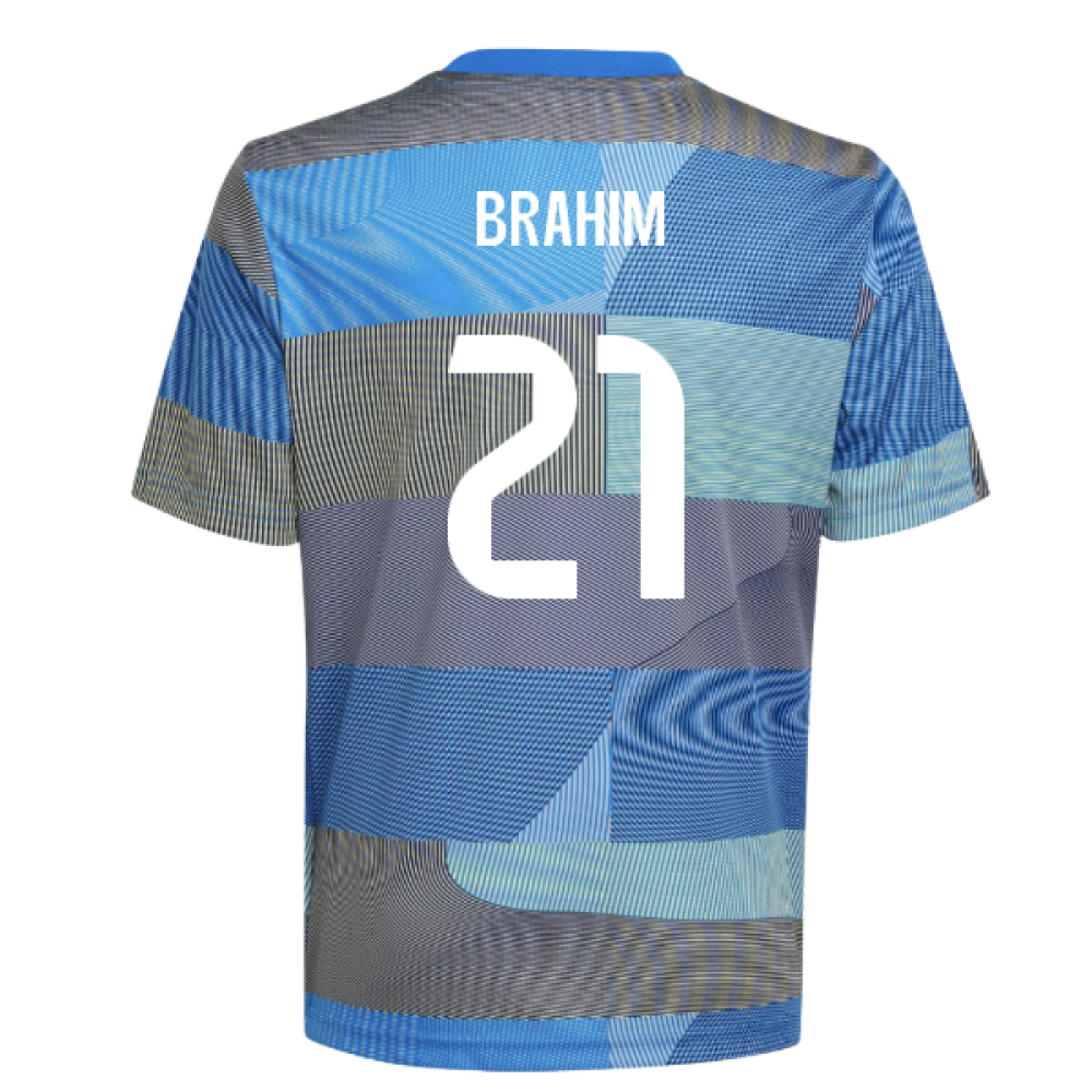 2025-2026 Real Madrid Pre-Match Shirt (Blue) - Kids (Brahim 21)