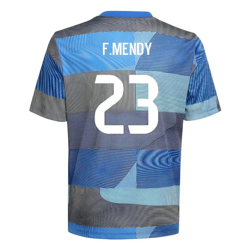 2025-2026 Real Madrid Pre-Match Shirt (Blue) - Kids (F.Mendy 23)