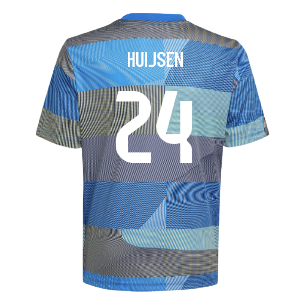 2025-2026 Real Madrid Pre-Match Shirt (Blue) - Kids (Huijsen 24)