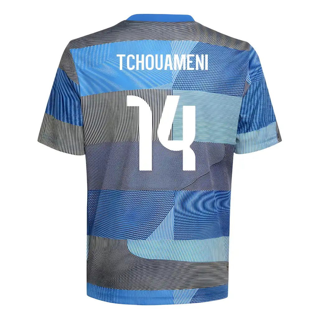 2025-2026 Real Madrid Pre-Match Shirt (Blue) - Kids (Tchouameni 14)
