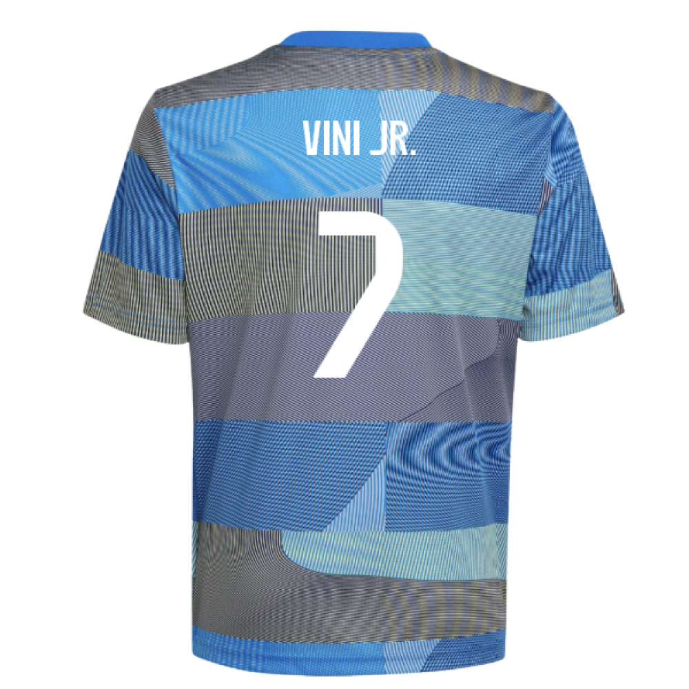2025-2026 Real Madrid Pre-Match Shirt (Blue) - Kids (Vini Jr. 7)