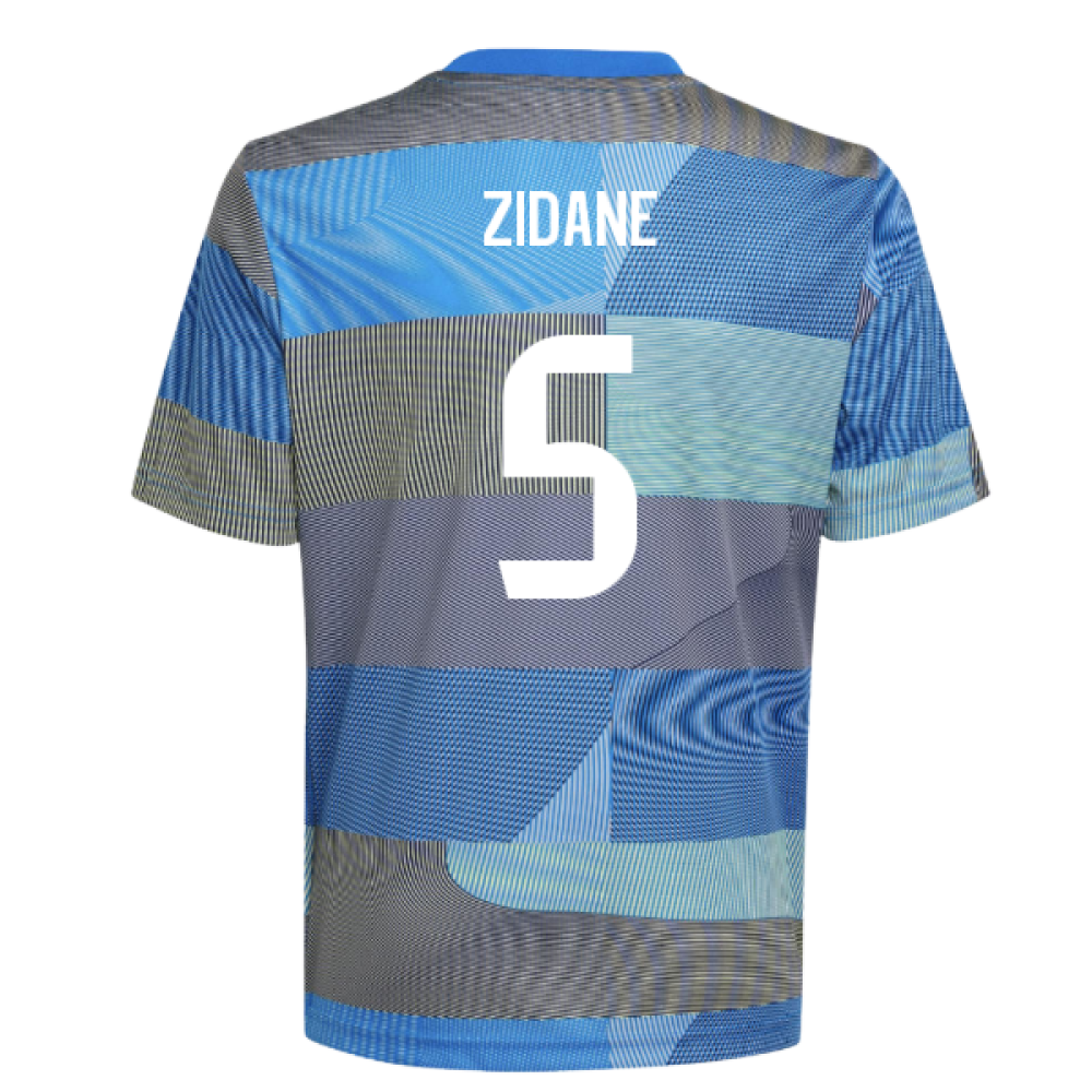 2025-2026 Real Madrid Pre-Match Shirt (Blue) - Kids (Zidane 5)
