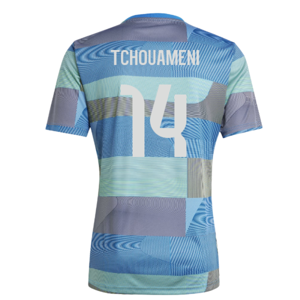 2025-2026 Real Madrid Pre-Match Shirt (Blue) (Tchouameni 14)