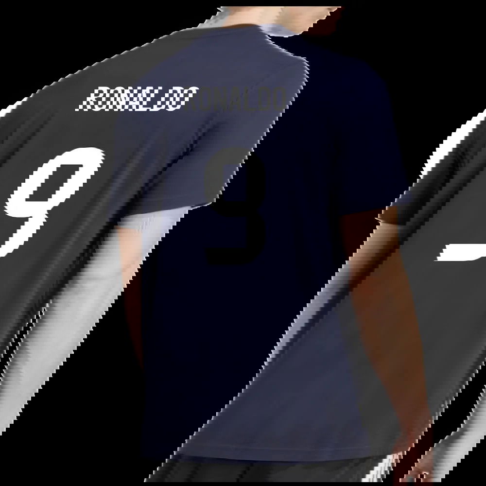2025-2026 Real Madrid Seasonal Graphic Tee (Legend Ink) (Ronaldo 9)