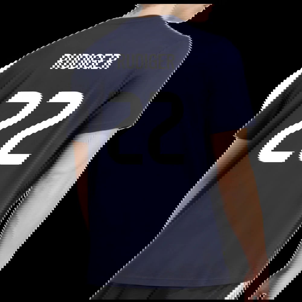 2025-2026 Real Madrid Seasonal Graphic Tee (Legend Ink) (Rudiger 22)