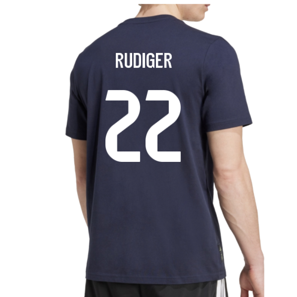 2025-2026 Real Madrid Seasonal Graphic Tee (Legend Ink) (Rudiger 22)