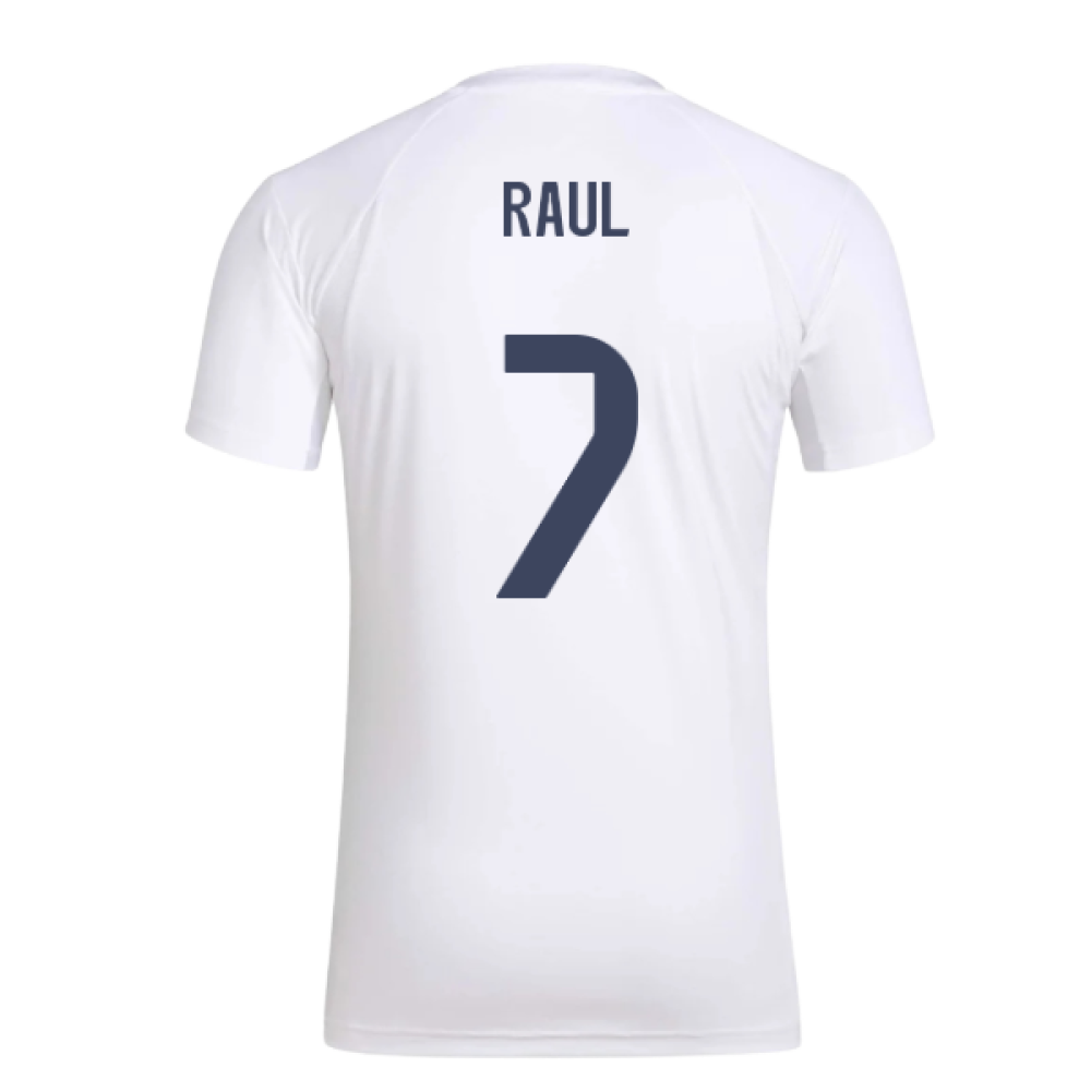 2025-2026 Real Madrid Seasonal Graphic Tee (White) (Raul 7)