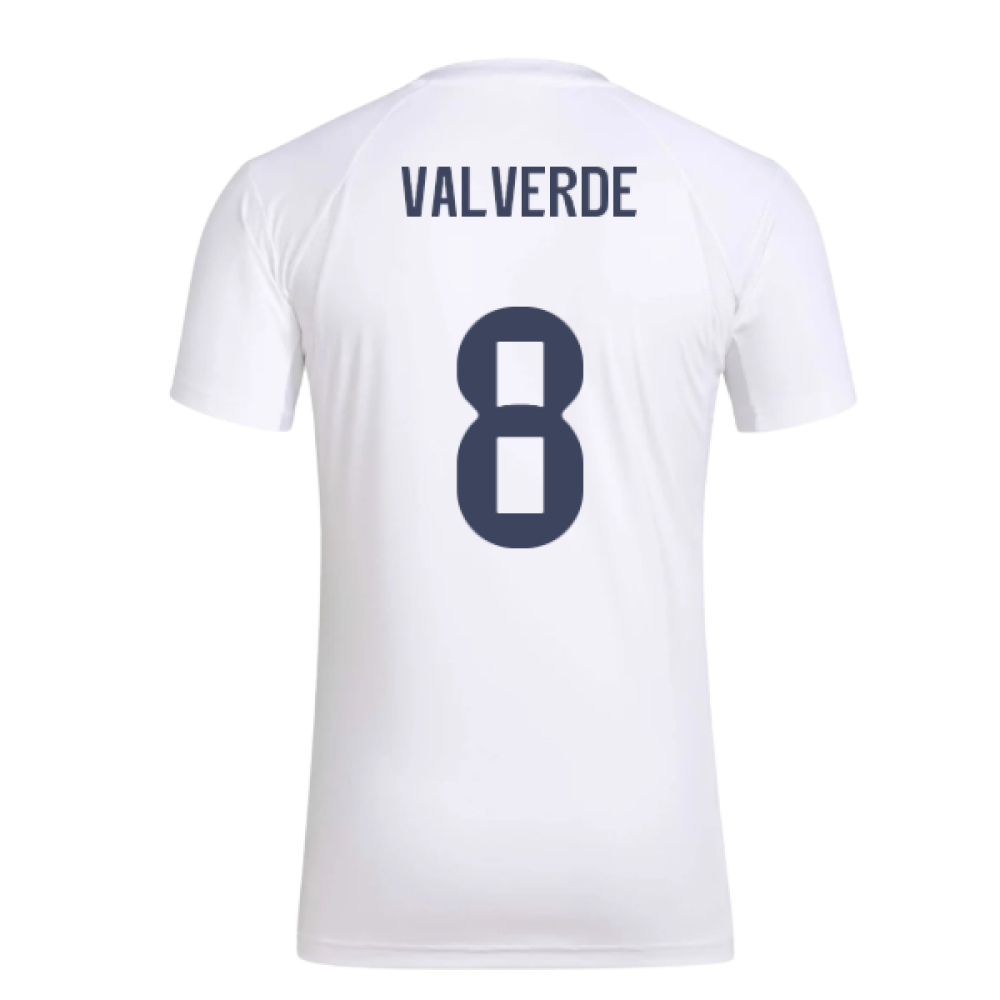 2025-2026 Real Madrid Seasonal Graphic Tee (White) (Valverde 8)