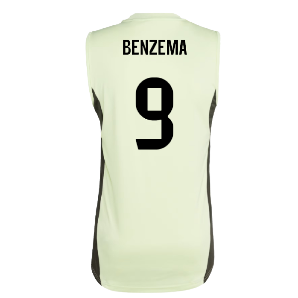 2025-2026 Real Madrid Sleeveless Training Jersey (Almost Lime) (Benzema 9)
