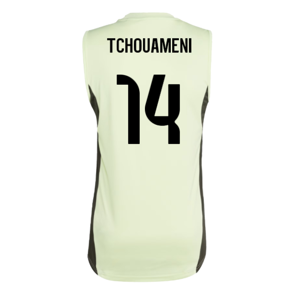 2025-2026 Real Madrid Sleeveless Training Jersey (Almost Lime) (Tchouameni 14)