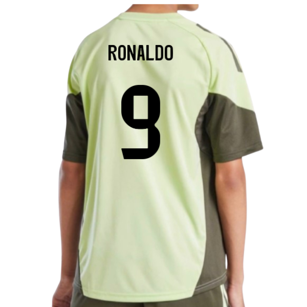 2025-2026 Real Madrid Training Jersey (Almost Lime) - Kids (Ronaldo 9)