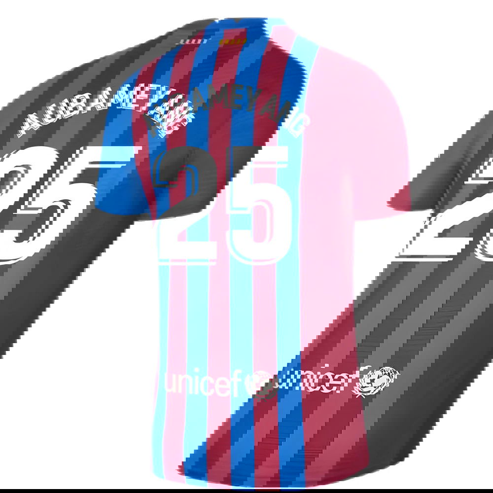 2021-2022 Barcelona Vapor Match Home Shirt (AUBAMEYANG 25)