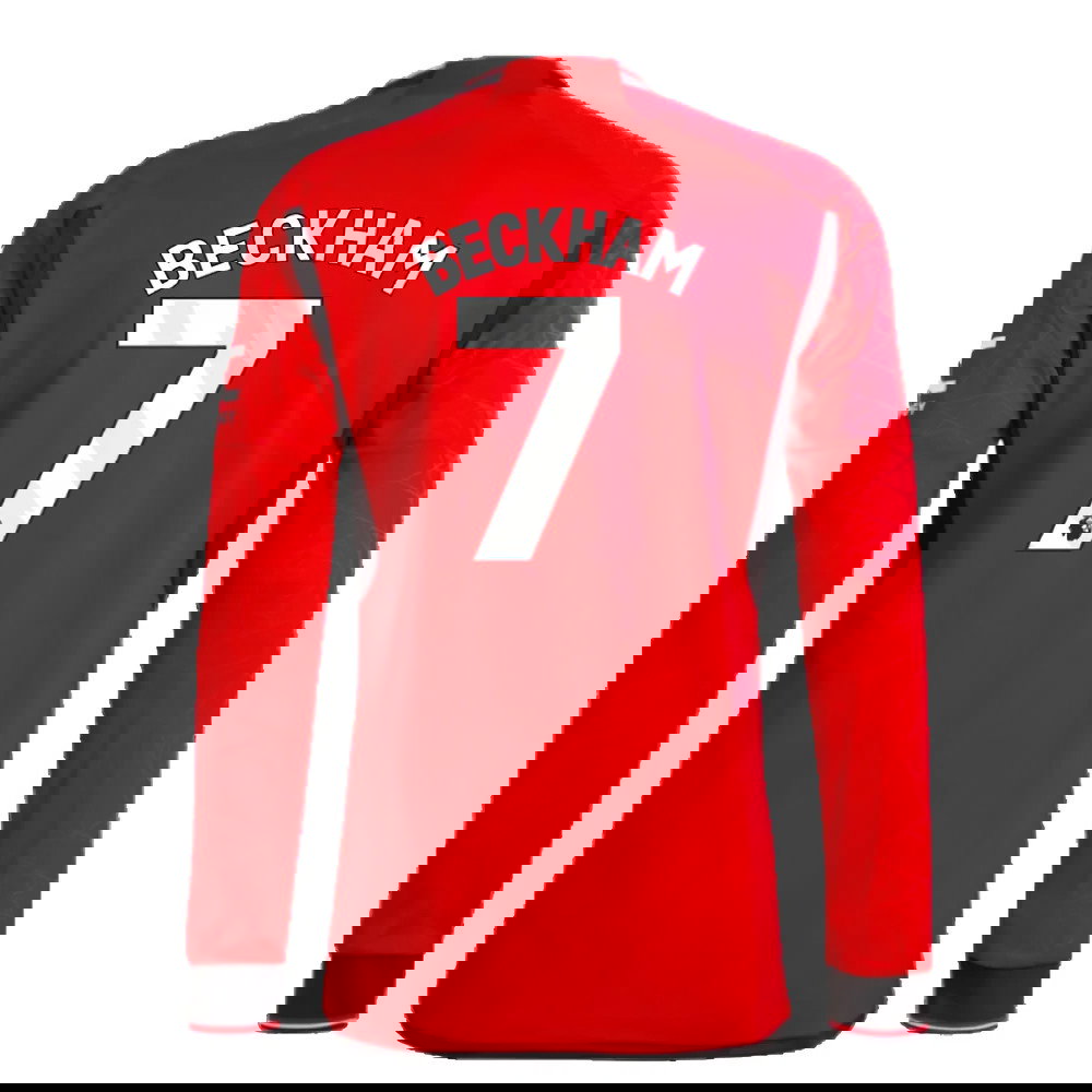 2023-2024 Man Utd Authentic Long Sleeve Home Shirt (Beckham 7)