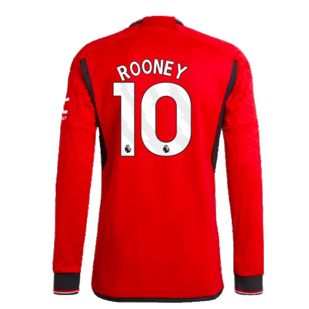 2023-2024 Man Utd Authentic Long Sleeve Home Shirt (Rooney 10)