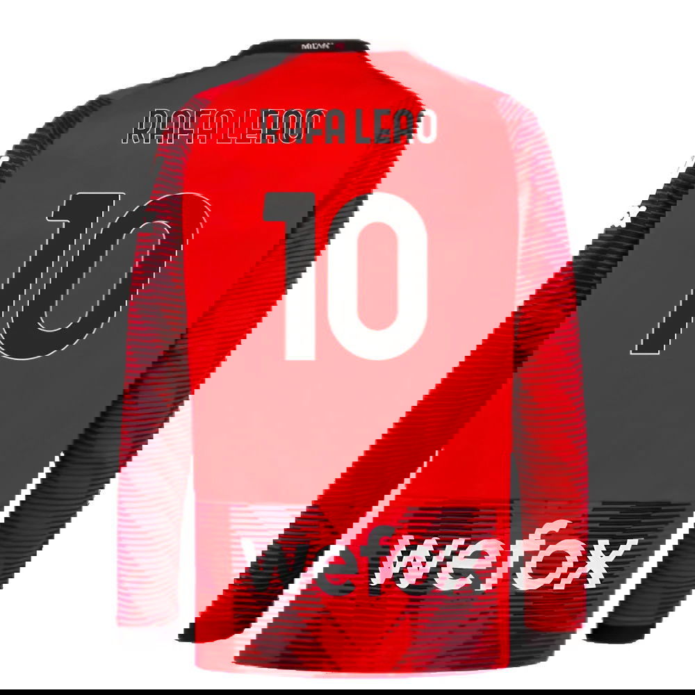 2023-2024 AC Milan Long Sleeve Home Shirt (Rafa Leao 10)