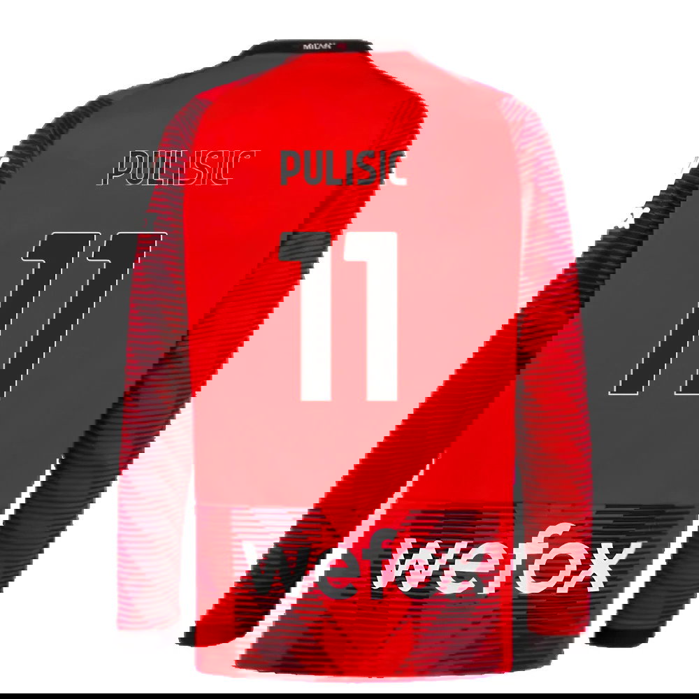 2023-2024 AC Milan Long Sleeve Home Shirt (Pulisic 11)