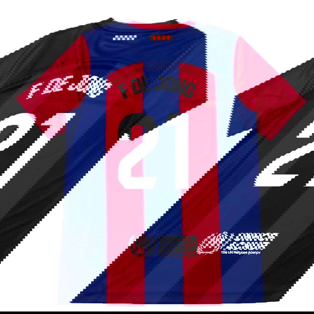 2023-2024 Barcelona Home Shirt (Kids) (F De Jong 21)