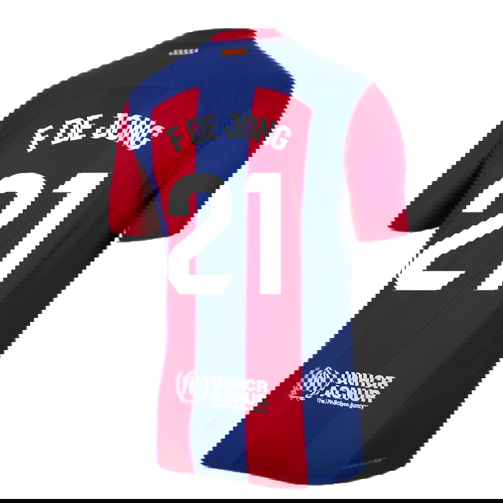 2023-2024 Barcelona Authentic Home Shirt (F De Jong 21)