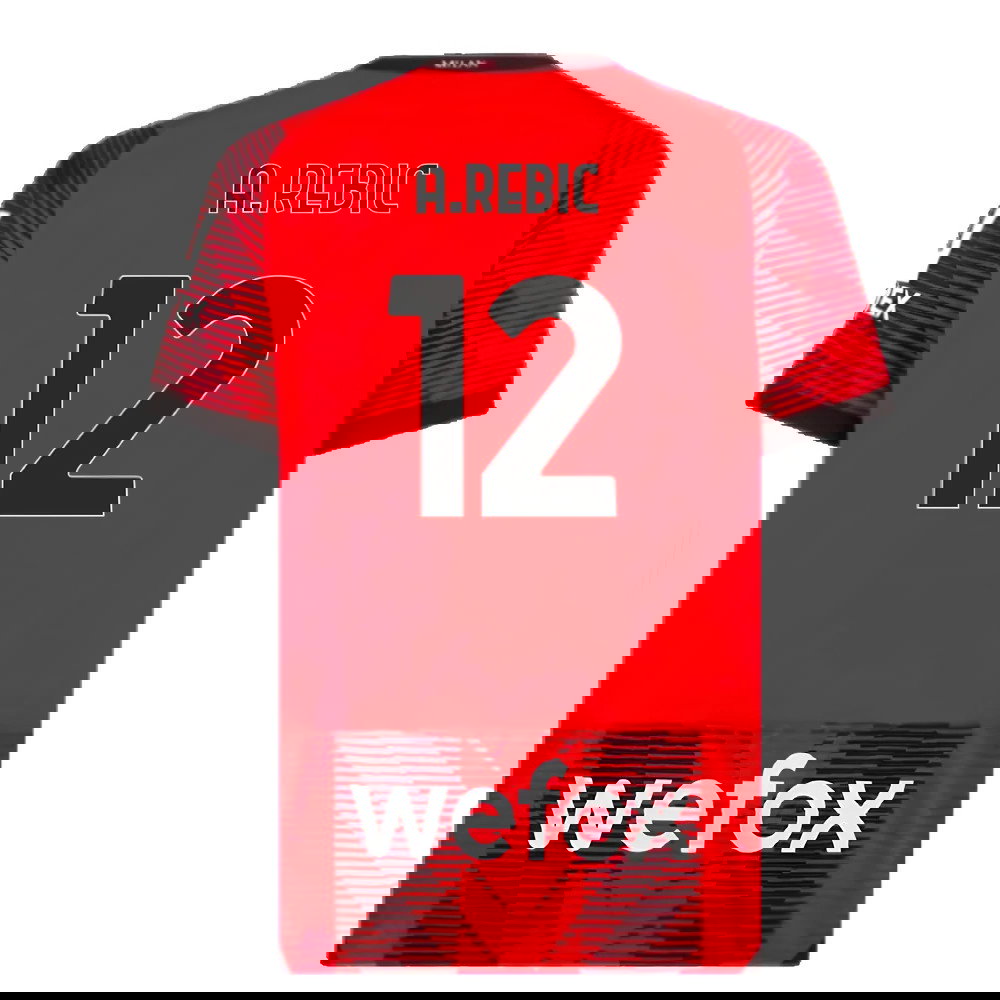 2023-2024 AC Milan Long Sleeve Home Shirt (A.Rebic 12)