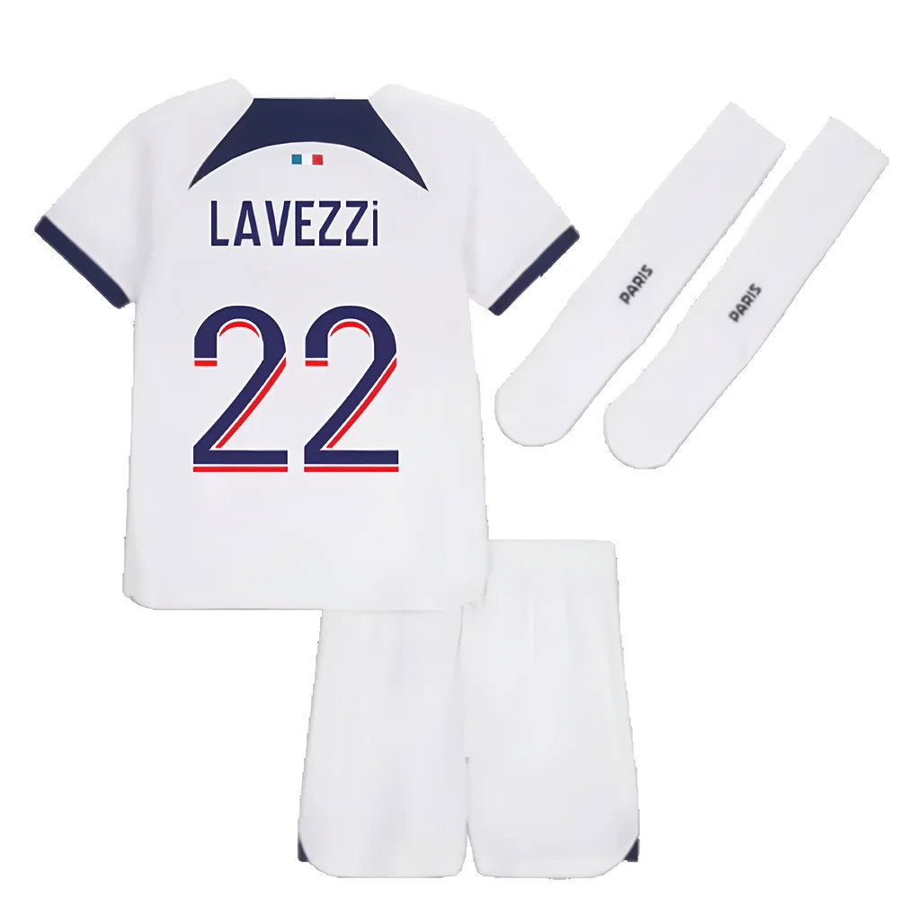 2023-2024 PSG Away Little Boys Mini Kit (Lavezzi 22)