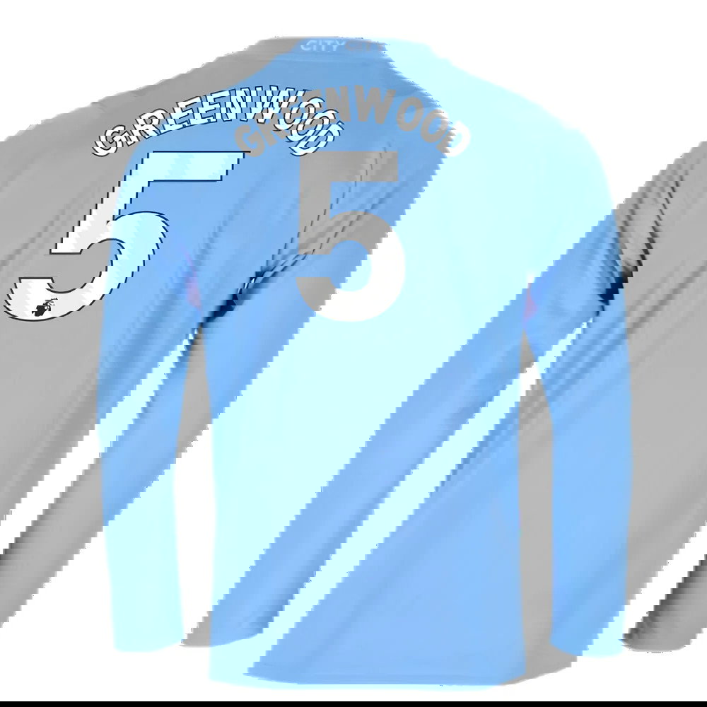 2023-2024 Man City Long Sleeve Home Shirt (Greenwood 5)