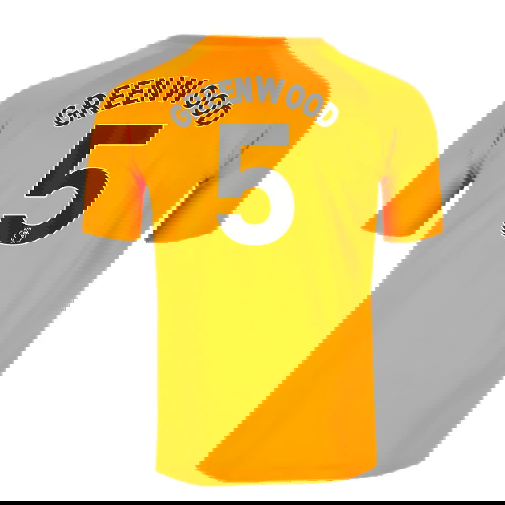 2023-2024 Man City Pre-Match Jersey (Orange) (Greenwood 5)