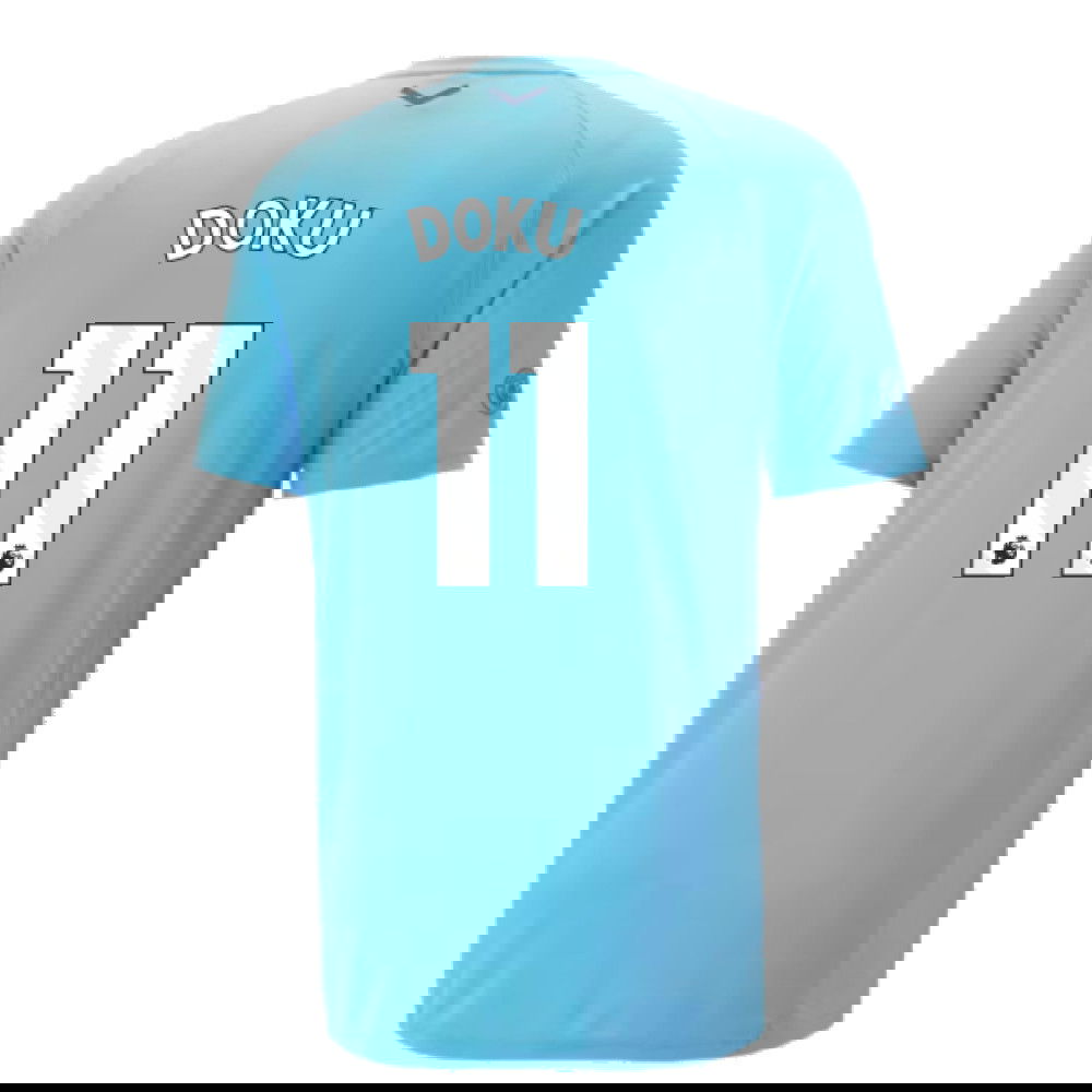 2023-2024 Man City Casuals Tee (Blue Wash) - Kids (Doku 11)