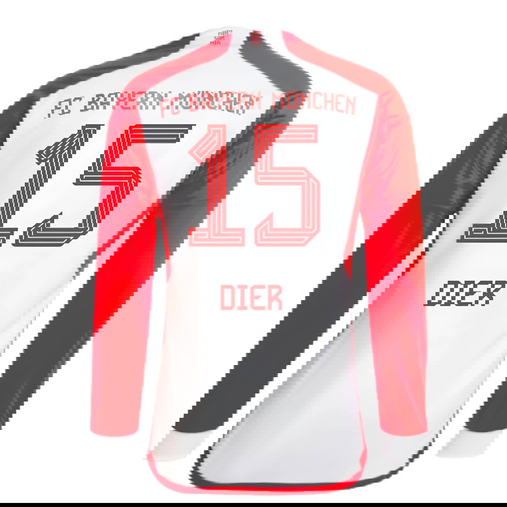 2023-2024 Bayern Munich Long Sleeve Home Shirt (Kids) (Dier 15)