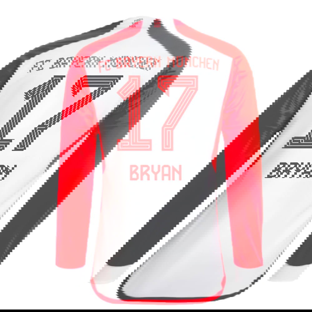 2023-2024 Bayern Munich Long Sleeve Home Shirt (Kids) (Bryan 17)