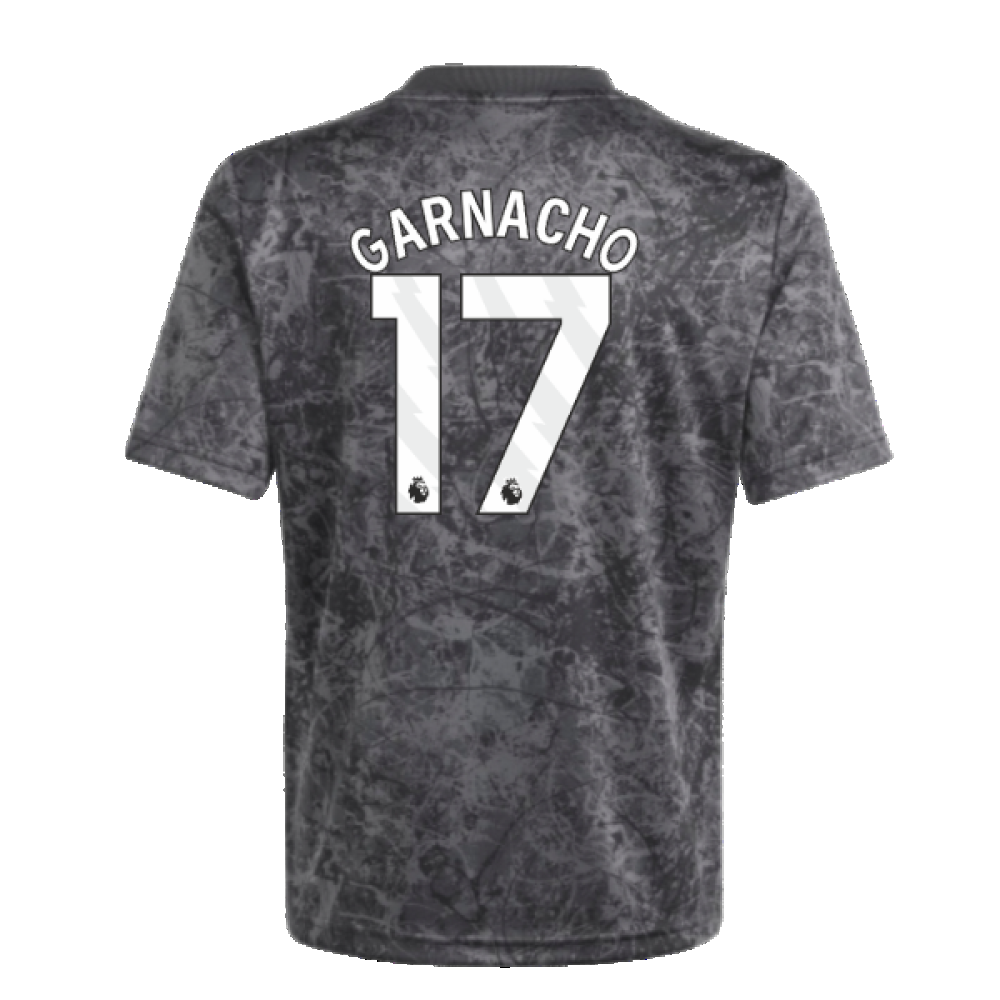 2023-2024 Man Utd Pre-Match Shirt (Black) - Kids (Garnacho 17)