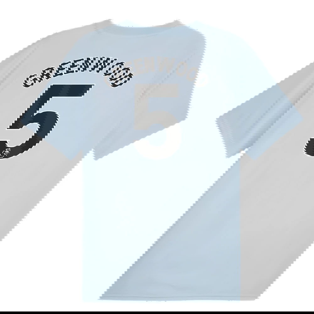 2023-2024 Man City Prematch SS Jersey (Silver Sky) (Greenwood 5)