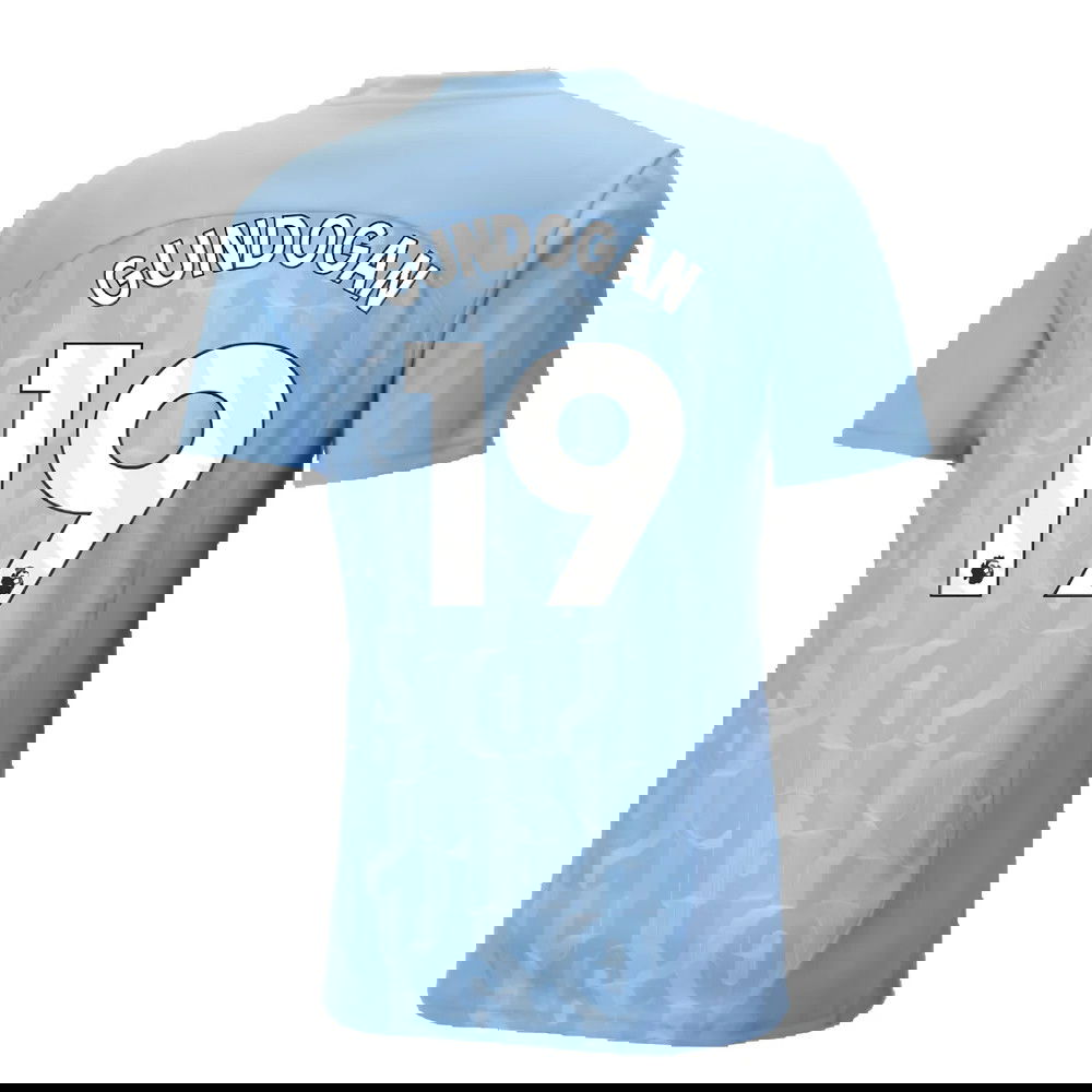 2024-2025 Man City Prematch SS Shirt (Light Blue) (Gundogan 19)