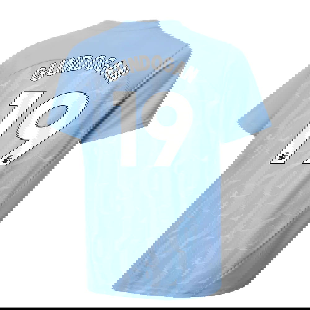 2024-2025 Man City Prematch SS Shirt (Light Blue) - Kids (Gundogan 19)