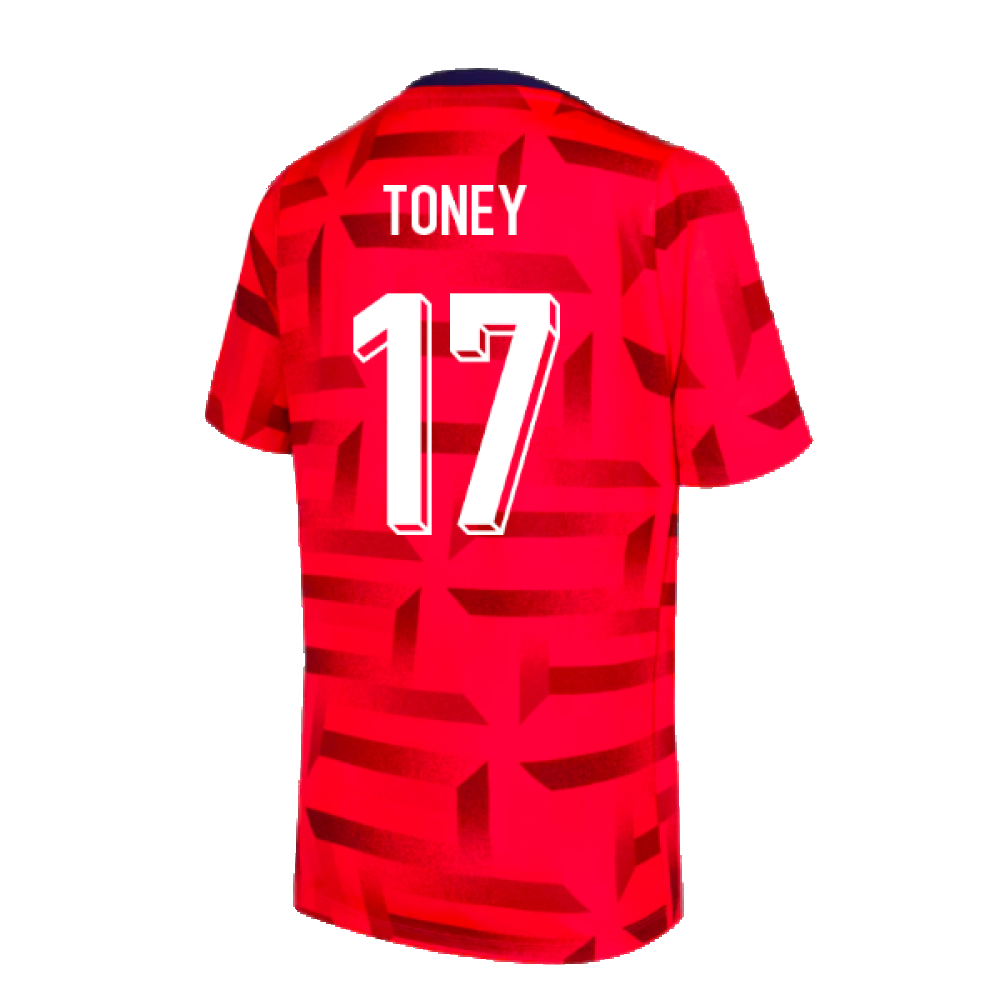 2024-2025 England Dri-FIT Pre-Match Shirt (Red) (Toney 17)