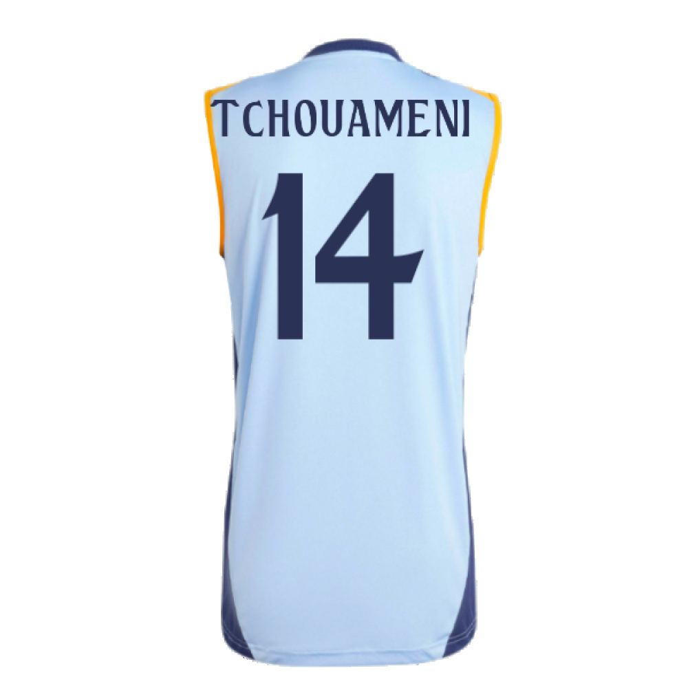 2024-2025 Real Madrid Sleeveless Jersey (Glow Blue) (Tchouameni 14)